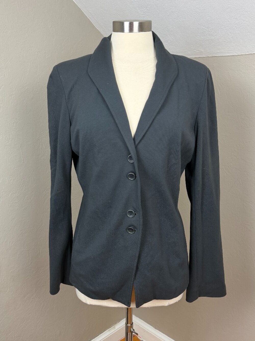Eileen Fisher Silk & Viscose Blend Notch Lapel Blazer Gray Size M